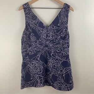 Banana Republic Dark Purple Floral Silk Tank